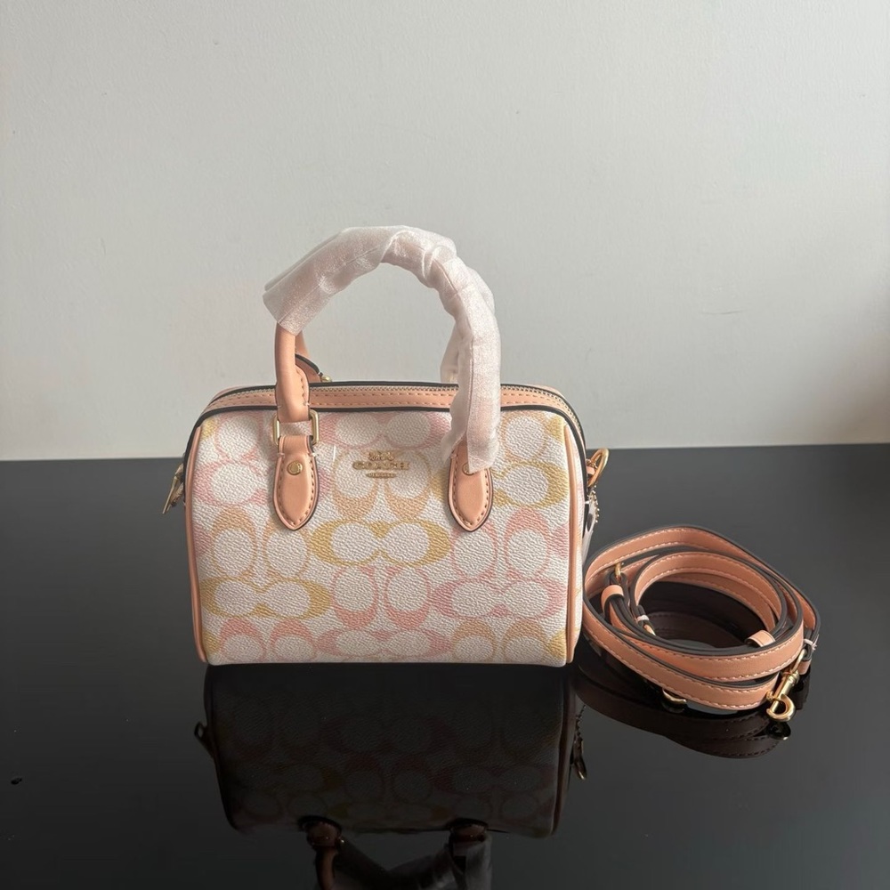 Coach Mini Satchel in Pastel Pink and Soft Yellow